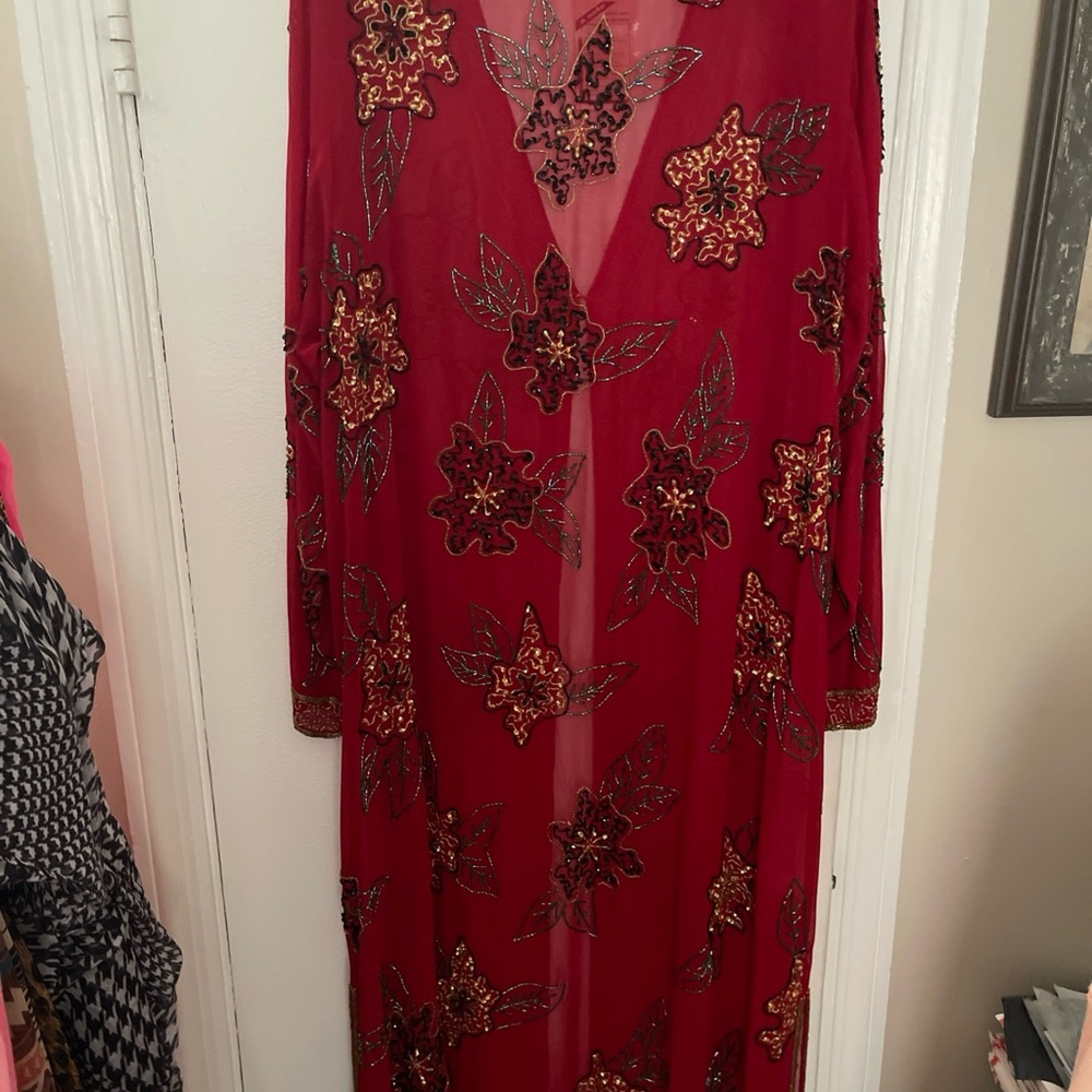 Midnight Velvet Red Embroidered Kimono Women’s 1X new with tags - Picture 7 of 7